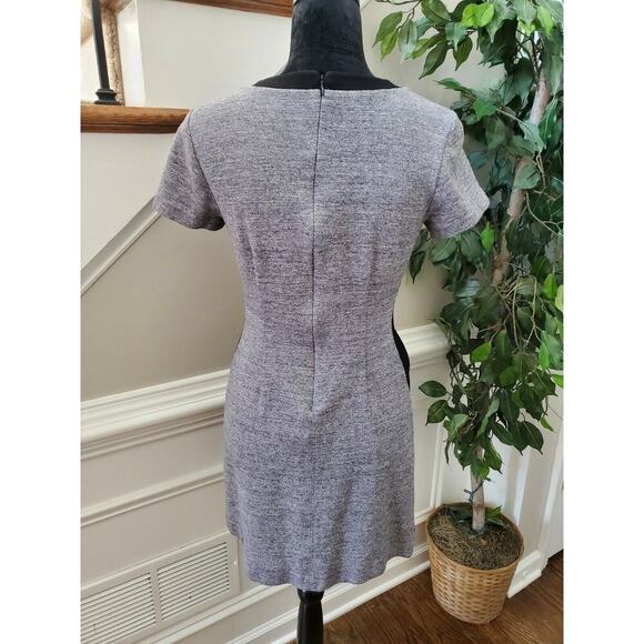 Madewell Women's Solid Gray Cotton Short Sleeve Round Neck Knee Length Dress 4 - Picture 8 of 11